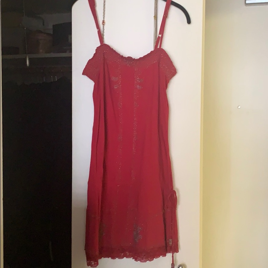 22 Brand Red Short Beaded Dress Sz M